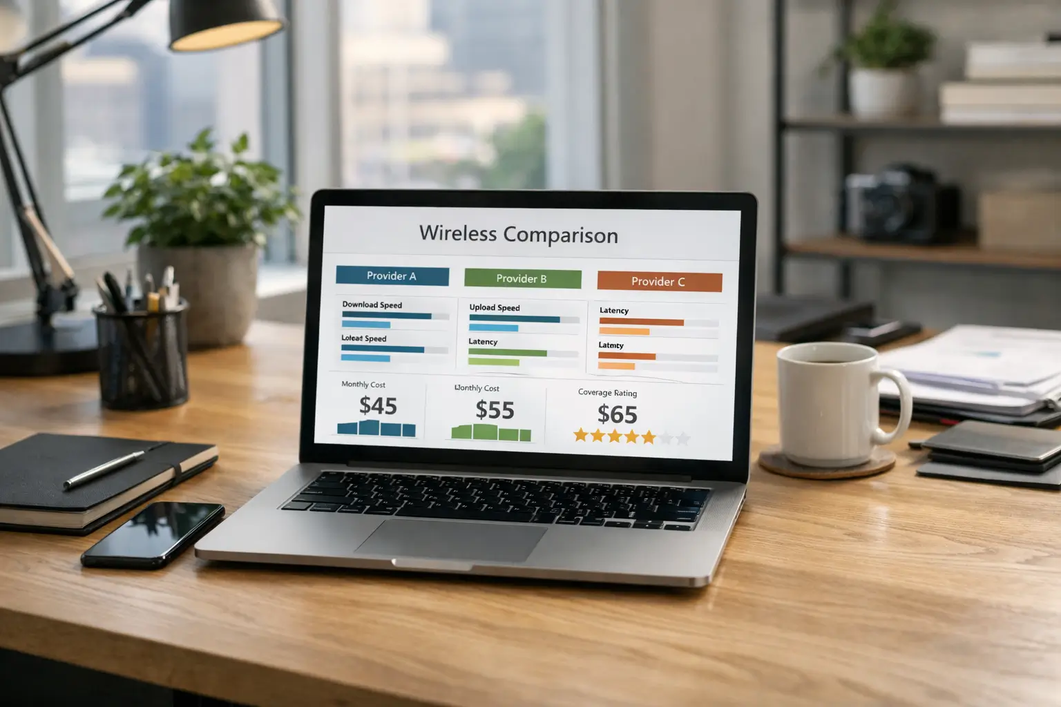 Wireless information and provider comparison workspace