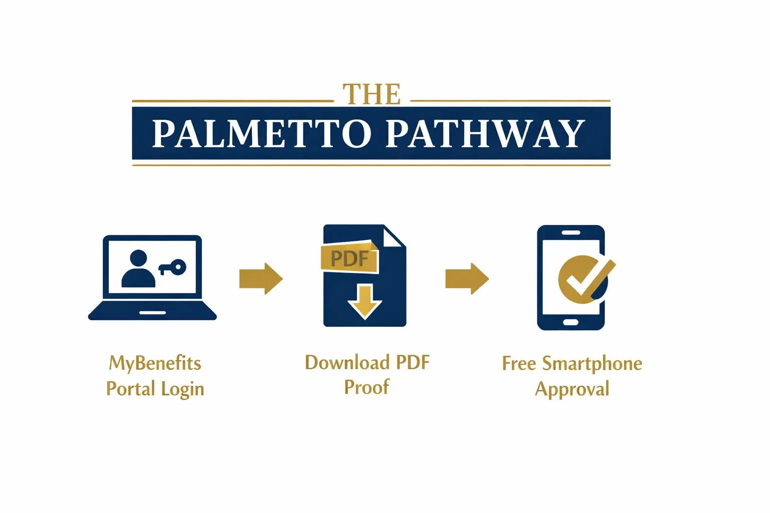 Palmetto Pathway infographic showing steps to get free smartphone through Lifeline South Carolina including MyBenefits login and approval process